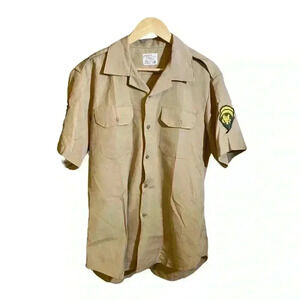 VGT 70s US Army Fine Silver Prest 2 Stay Permanent Crease Short Sleeve K…